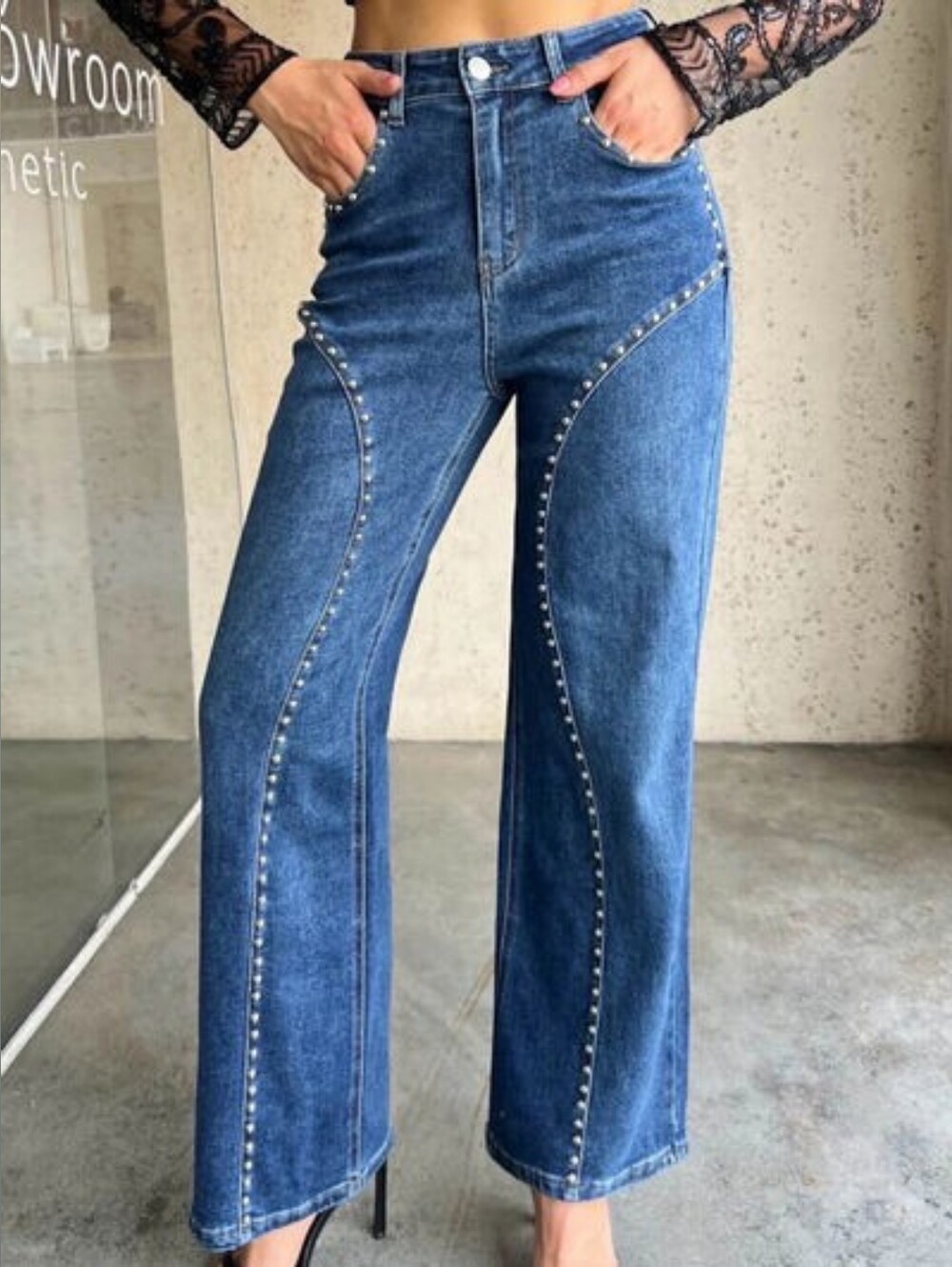 Studded Wide Leg Jeans